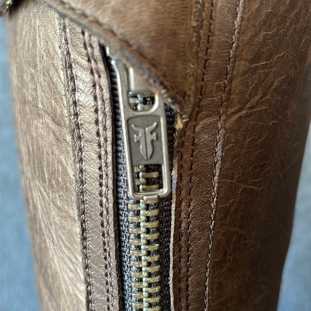 FRYE Jayden riding boots long brown oiled leather size US 8 - Picture 9 of 13